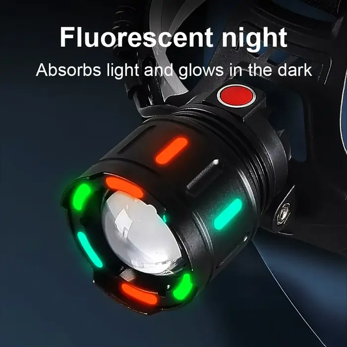 Phare LED à forte luminosité 20000000 LM, puissant phare à longue portée 4000M, lampe rechargeable avec lumière fluorescente pour la pêche en plein air
