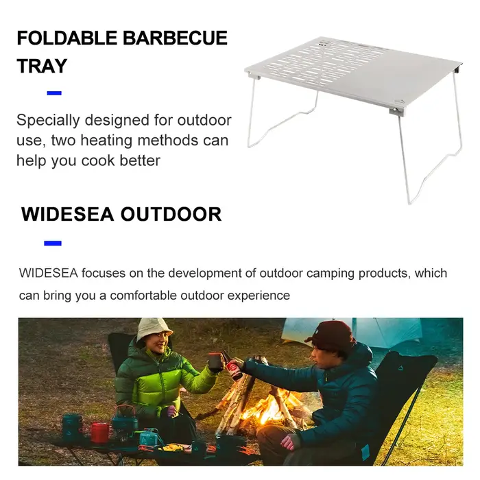 Widesea – filet de Barbecue au charbon de bois en titane, avec pieds pliants, pour Camping, plage, p