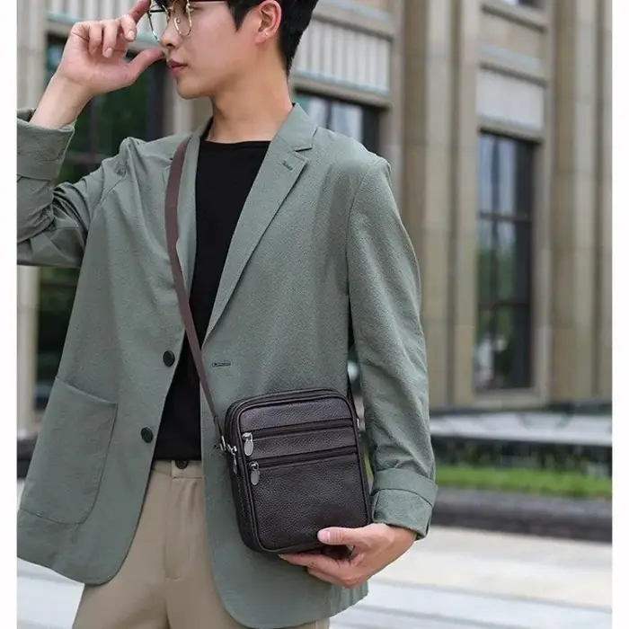 Sac à bandoulière pour homme en cuir véritable
