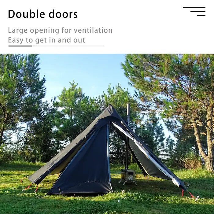 Tente pyramide légère avec trou de cheminée