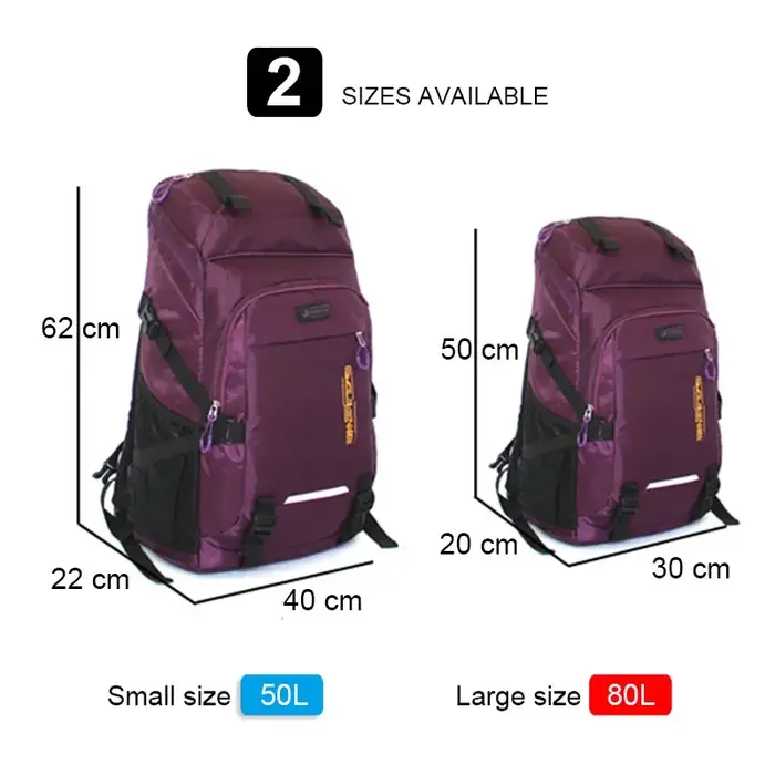 50L/80L sac à dos de voyage de grande capacité hommes femmes sac de bagages classique Sports de plein air sac en Nylon escalade Camping randonnée sacs à dos