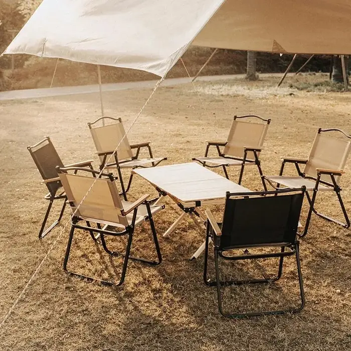 Chaise pliante portable en alliage d'aluminium et bois Mars, équipement de camping en plein air, 2 p