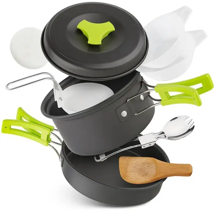 Ensemble de cuisine de camping pour randonneurs : ustensiles