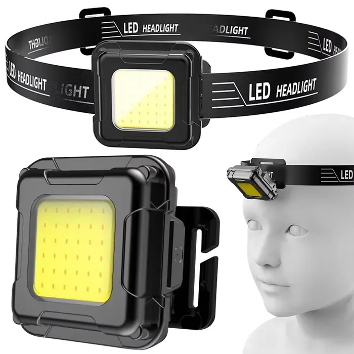 Lampe frontale extérieure lampe de poche de travail Rechargeable USB torche frontale multifonctionne