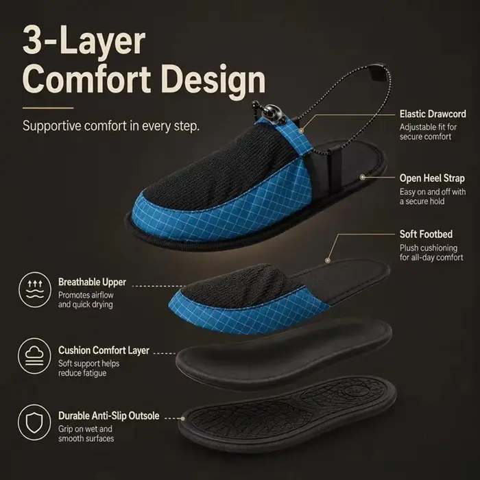 Chaussures de camping ultralégères pliables antidérapantes à séchage rapide portables en EVA pour le camping en plein air, la randonnée, le kayak, le surf, l'hôtel, la plage, hommes et femmes
