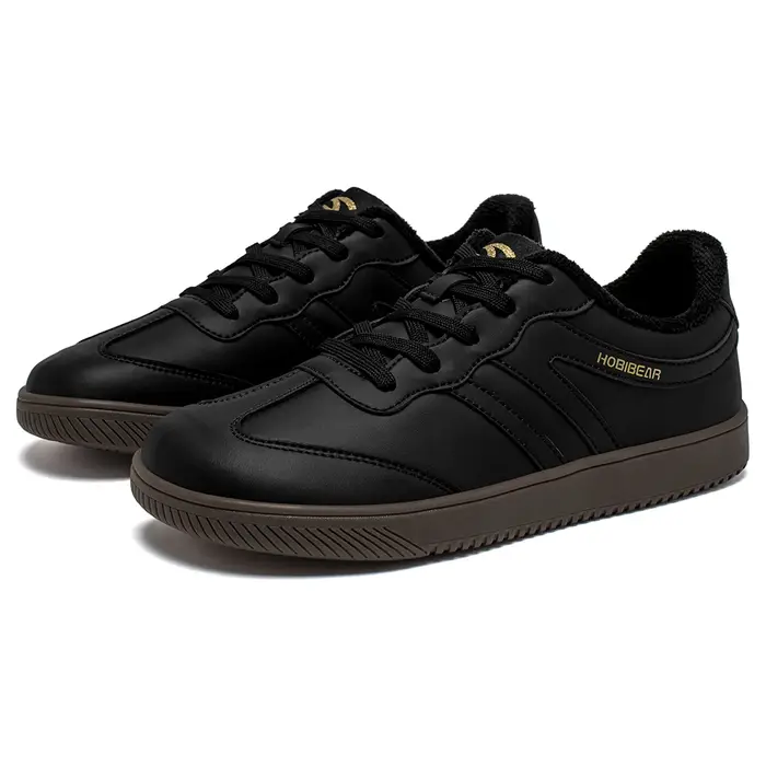 HOBIBEAR chaussures à bout large unisexe en cuir artificiel doublé de fausse fourrure baskets décont