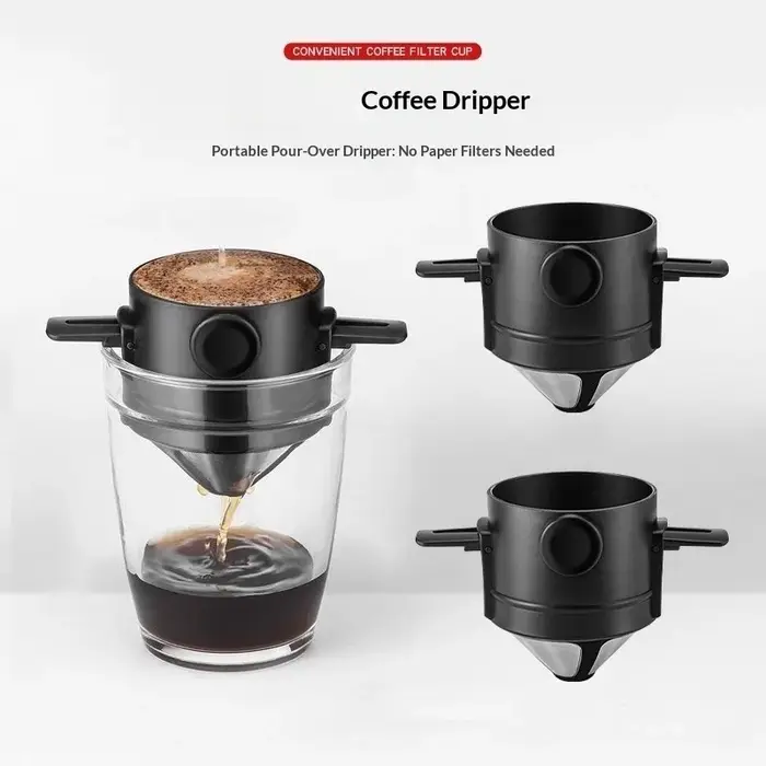 Cafetière portable pour café filtre avec tasse en acier inoxydable
