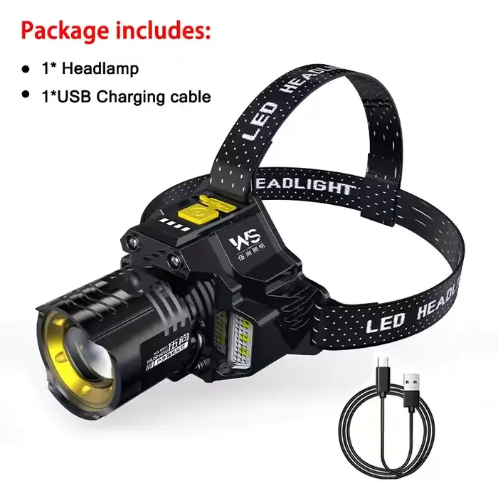 Lampe frontale LED puissante avec détecteur de mouvement, rechargeable 18650, lampe frontale COB hau