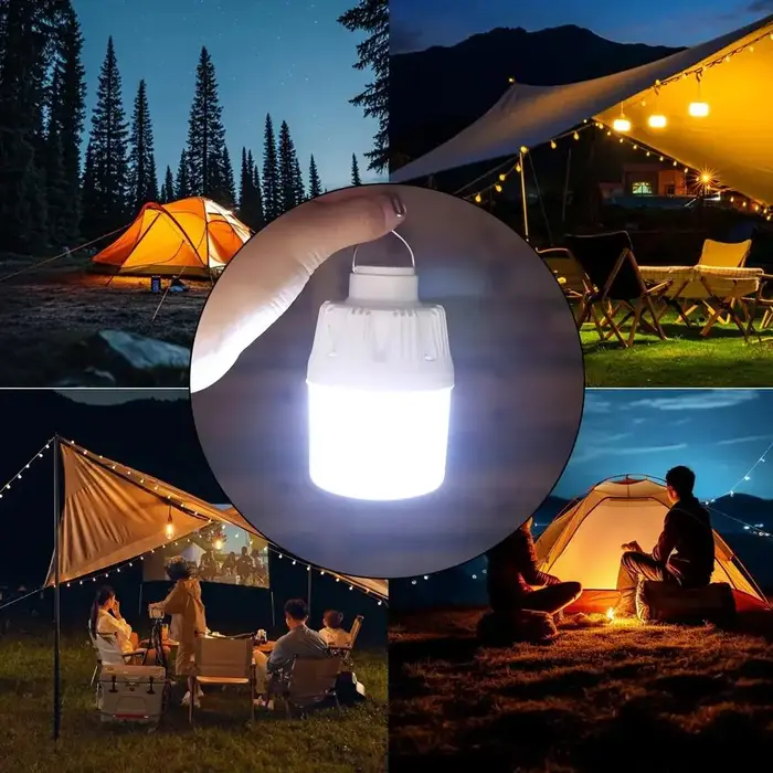 Nouvelle lampe de camping LED portable rechargeable avec crochet, haute luminosité, étanche, charge USB, pour situations d'urgence en extérieur et camping