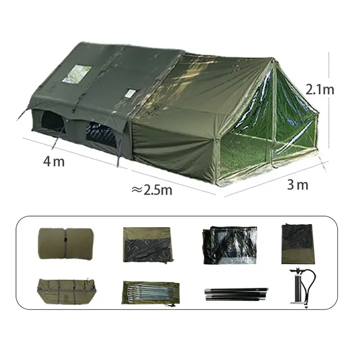 Tente gonflable, 12 m²/129 pieds carrés, tente de camping robuste pour camping-car, tente familiale 