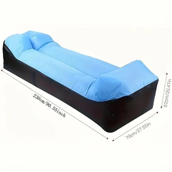 Chaise longue gonflable portable avec oreiller – Canapé imperméable pour le camping, la plage et les festivals – Installation facile avec sac