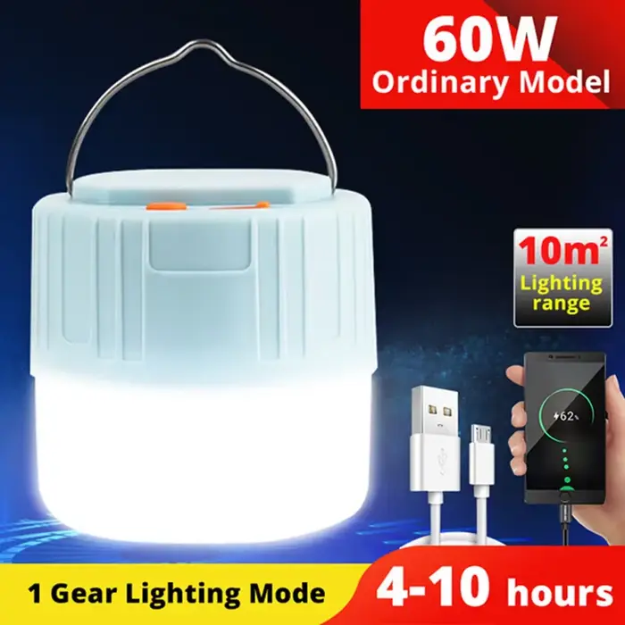 Lampe LED étanche et Rechargeable pour Camping, lanterne Portable, lumières de secours, lampe de mar