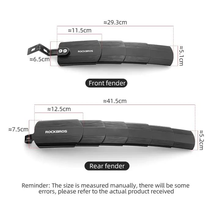ROCKBROS garde-boue de vélo ensemble de garde-boue de vélo élargir allonger avant/arrière garde-boue
