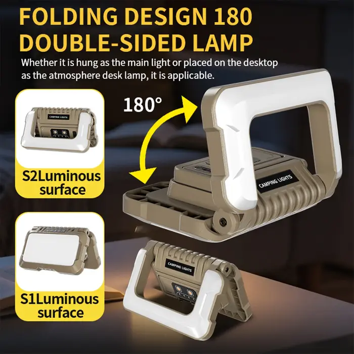Lanterne de camping multifonctionnelle pliable avec 5 modes d'éclairage, lampe de camping étanche pour la randonnée en plein air