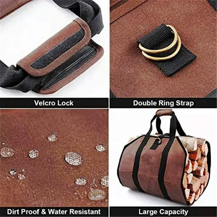 Sac de rangement portable et durable pour bois de chauffage