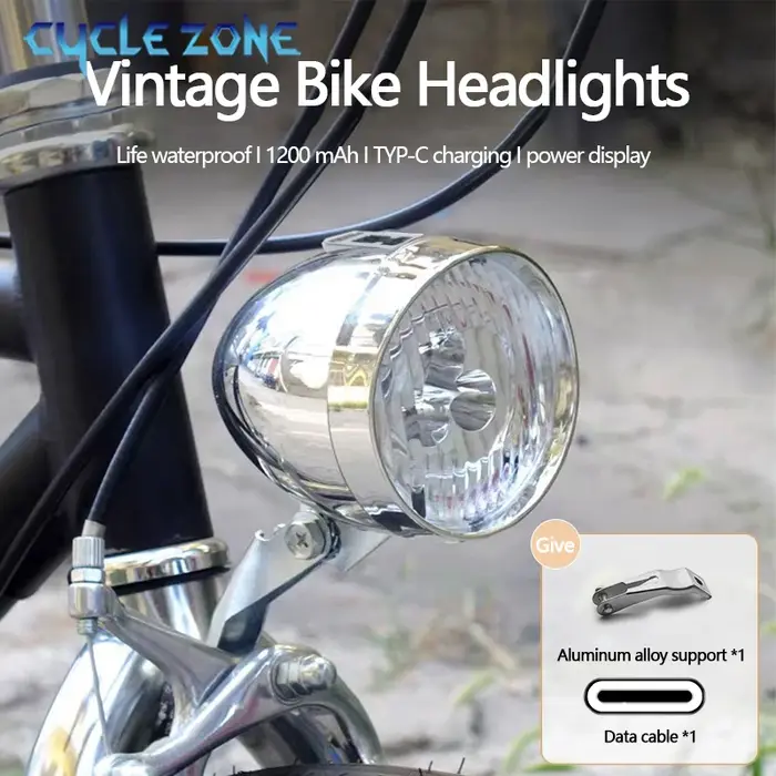 Feu avant de vélo Vintage à 3 LED
