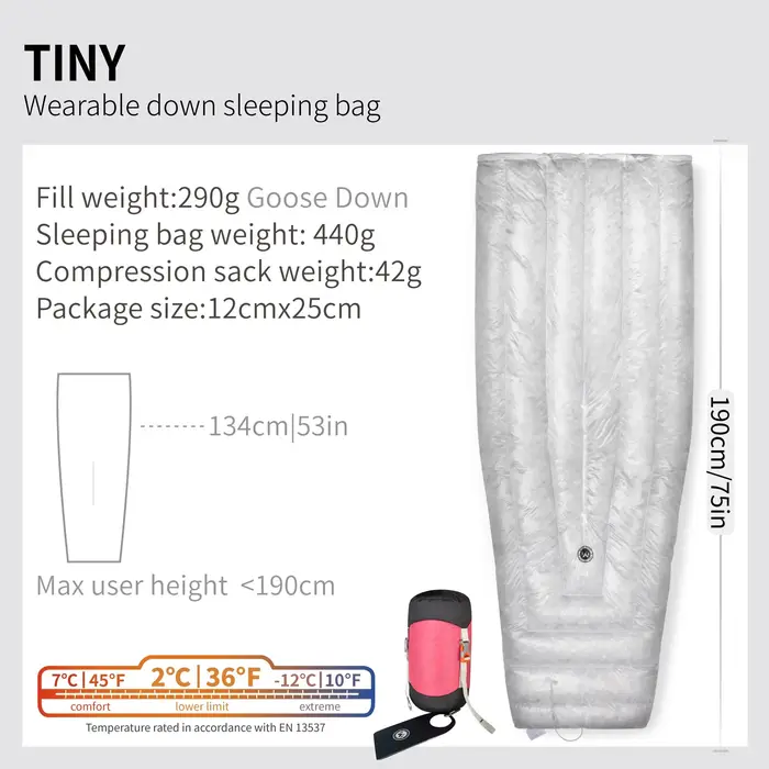 WIND HARD-Petit sac de couchage portable en duvet, 800 yens, équipement de camping ultraléger, sacs