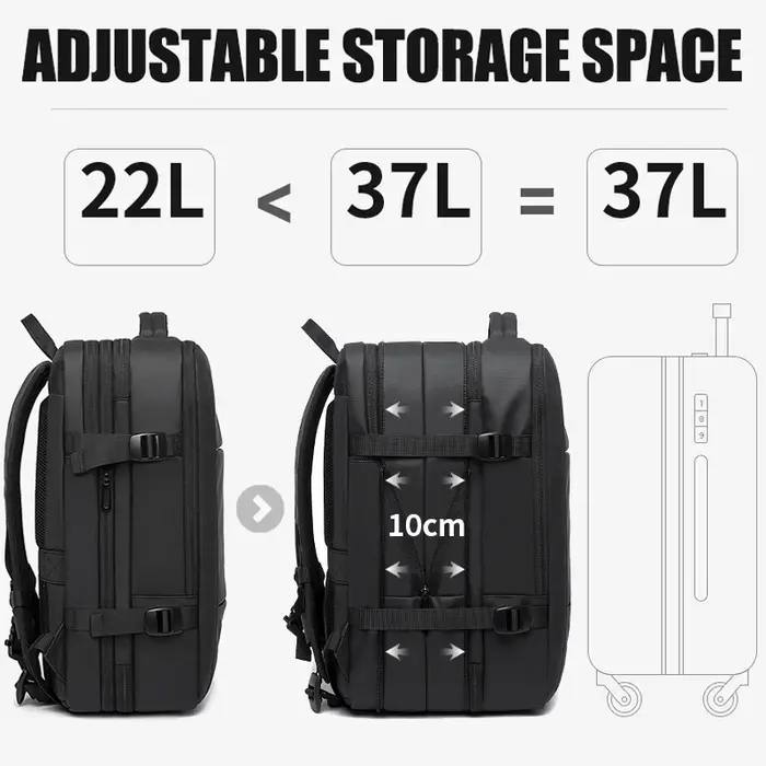 BANGE extensible hommes sac à dos étanche 17.3 pouces sac à dos pour ordinateur portable homme grande capacité