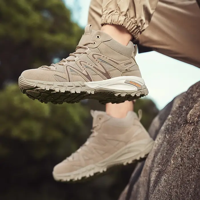 Bottes de randonnée pour hommes, chaussures de trekking à tige haute pour hommes, chaussures de sport de camping à plateforme, chaussures d'escalade respirantes et antidérapantes pour l'extérieur