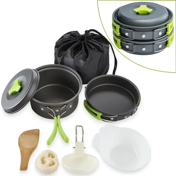 Ensemble de cuisine de camping pour randonneurs : ustensiles