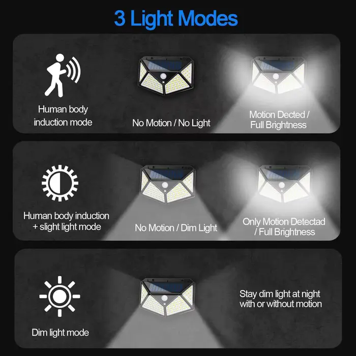 Lampe solaire LED multifonctionnelle avec détecteur de mouvement