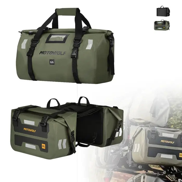 Sacoches de moto 60L 66L 40L, sacs de selle pour motos, ski, voyage, randonnée, Camping, sac à bagages, accessoire universel pour moto