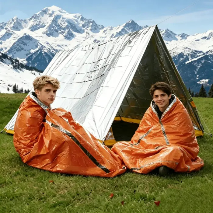 Tente thermique compacte d'urgence et sac de bivouac – Équipement de survie à déploiement rapide pour les aventures dans le désert et les randonnées d'une journée