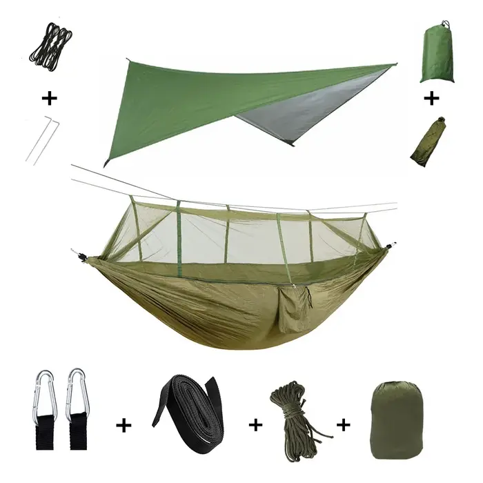 Hamac de Camping Anti-extérieur avec moustiquaire et tente de pluie, fournitures d'équipement, abri,