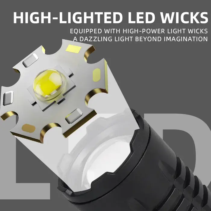 Lampes de poche LED haute puissance rechargeables portables avec écran d'affichage Zoom lampe torche tactique avec lanterne de lumières latérales de secours