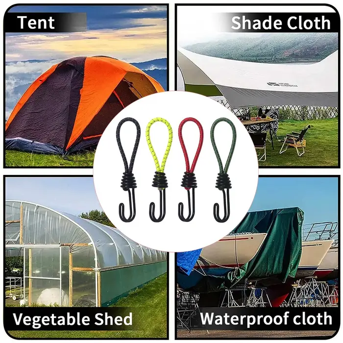 5/10 pièces tente corde élastique cordon crochet polyvalent Camping en plein air auvent bâche tente fixation cordon chaîne mousqueton crochets accessoires