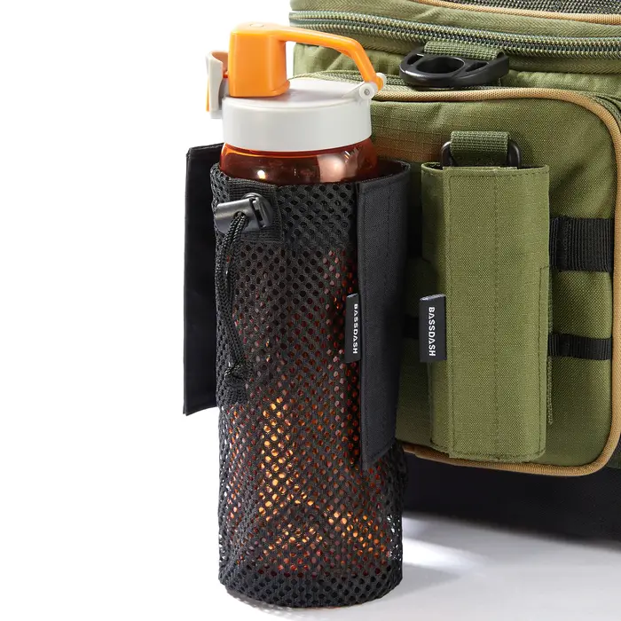 Bassdash pochette pour bouteille d'eau avec sangles Molle pince de ceinture mousqueton sac de support en maille pliable pour voyage pêche chasse randonnée