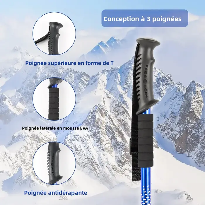 Bâtons de randonnée ultralégers à 3 sections