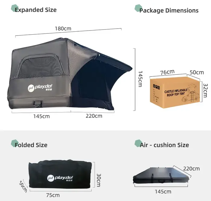 Tente de camping gonflable pour 2-3 personnes avec toit en Oxford imperméable et matelas pneumatique enduit pour plus de confort et de commodité