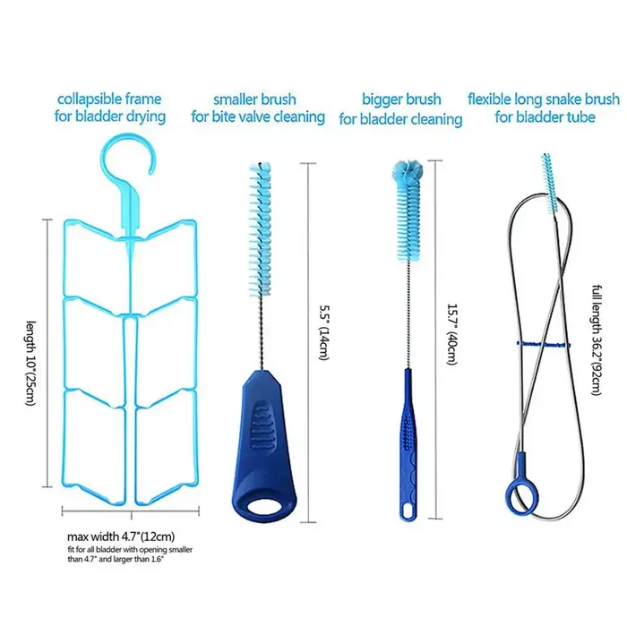 Kit de brosse de nettoyage de vessie d'hydratation de l'eau, nettoyeur de sac d'eau potable en plast