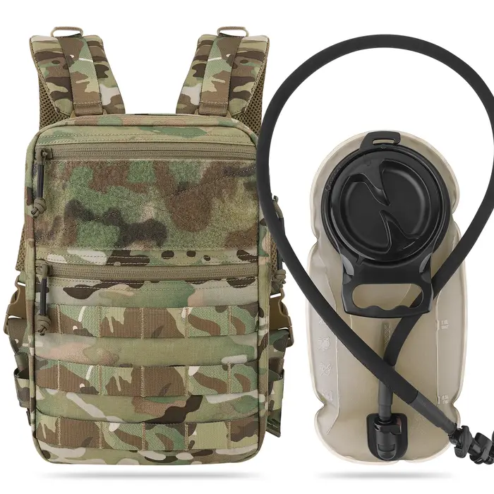 Sac à dos d'hydratation tactique KRYDEX 1,5 L, poche à eau de 50 oz, sac de transport, accessoires de randonnée et de voyage en plein air