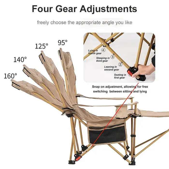 BRS – chaise de Camping inclinable 2 en 1, légère et pliante, avec dossier réglable et repose-pieds