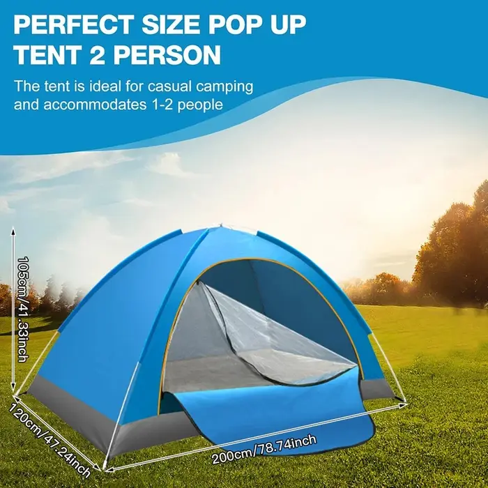 Tente pliante d'extérieur à ouverture rapide entièrement automatique, tente de camping pour 1-2 personnes, confortable, imperméable, résistante au soleil, portable
