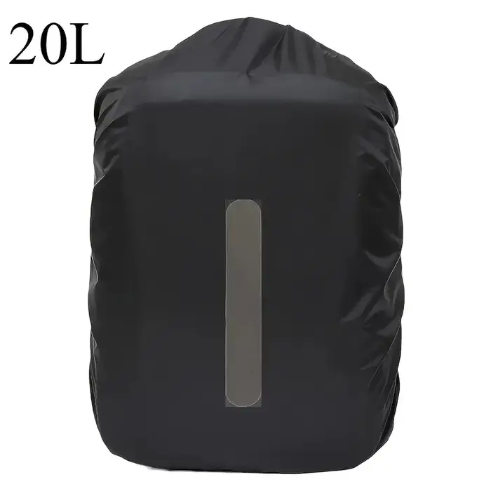 Housse de pluie pliable noire 20-70L pour sac à dos avec bandes réfléchissantes – Idéale pour la randonnée