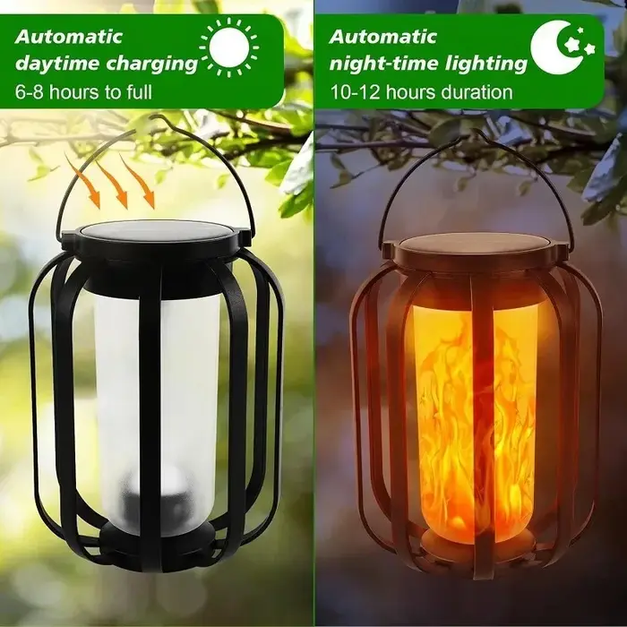 Lanterne de camping rétro à LED avec effet flamme