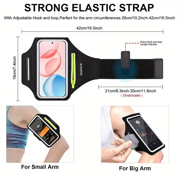 GUZACK 7.0 grands sacs de course antichute hommes femmes Sports de plein air Fitness écran tactile brassard pochette bracelet pour iPhone Samsung
