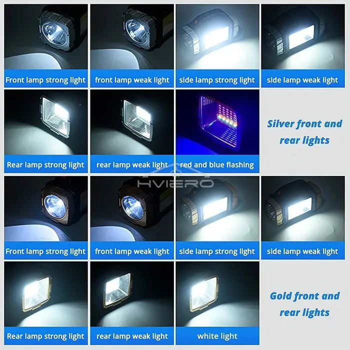 Lampes latérales COB en plein air, pêche, randonnée, Camping, chargeur USB, lampe de poche solaire Portable, projecteur LED, étanche