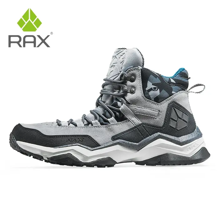 RAX hommes chaussures de randonnée mi-haut imperméable en plein air Sneaker hommes en cuir Trekking 