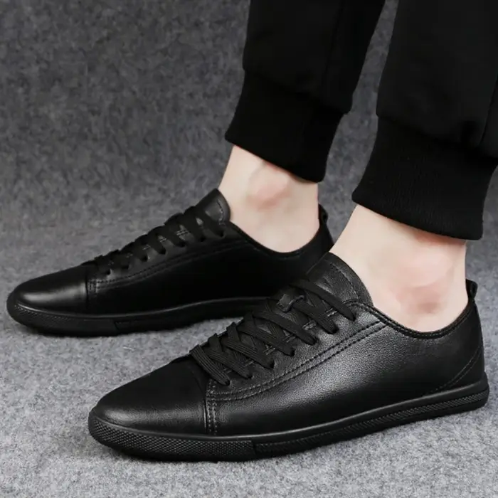 Chaussures pour hommes, chaussures de marche en plein air, à lacets, résistantes à l'usure, chaussures décontractées classiques en cuir, baskets d'été