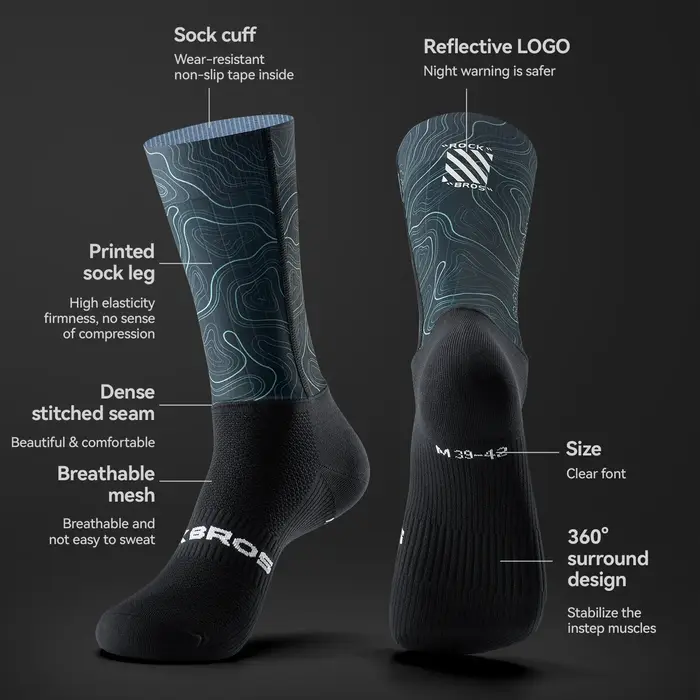 Chaussettes de cyclisme ROCKBROS respirantes, absorbant les chocs, chaussettes de compression aérodynamiques pour le cyclisme, coupe 3D, chaussettes de cyclisme hautement élastiques