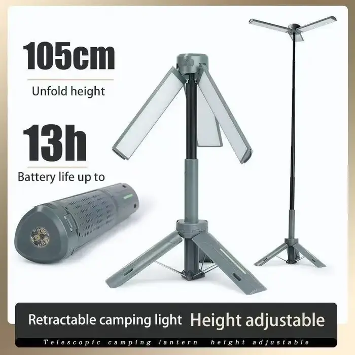 Rechargeable en plein air Portable randonnée Camping pêche lampe de poche télescopique Camping lante