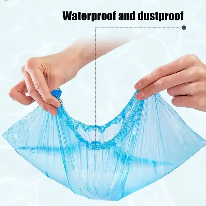 100 pièces couvre-bottes imperméables portables en plastique antidérapant couvre-chaussures jetables