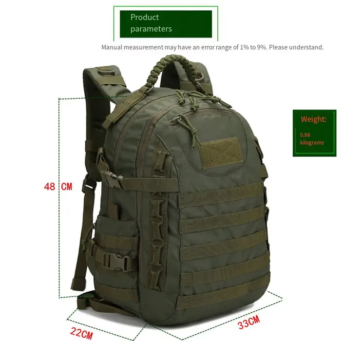 Sac à dos tactique rouge pour camping et randonnée en plein air
