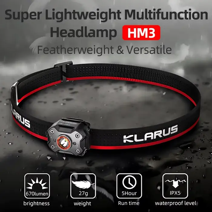 Klarus HM3 lampe frontale Portable Mini USB Rechargeable