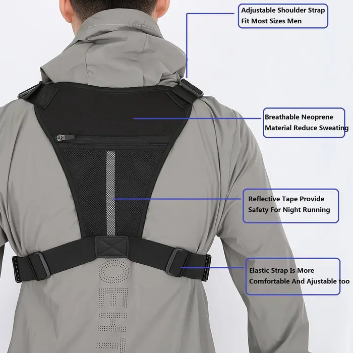 Sac de poitrine pour hommes et femmes, sac de poitrine pour course à pied, randonnée, gilet EDC, étanche, antivol, plate-forme pour sports de plein air et entraînements