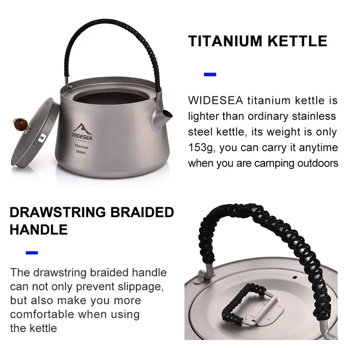 ESEA-Ensemble d'ustensiles de cuisine en titane pour camping, chaudron de tourisme, marmite d'extéri